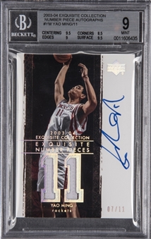 2003-04 UD "Exquisite Collection" Number Pieces #YM Yao Ming Signed Card (#07/11) - BGS MINT 9/BGS 10